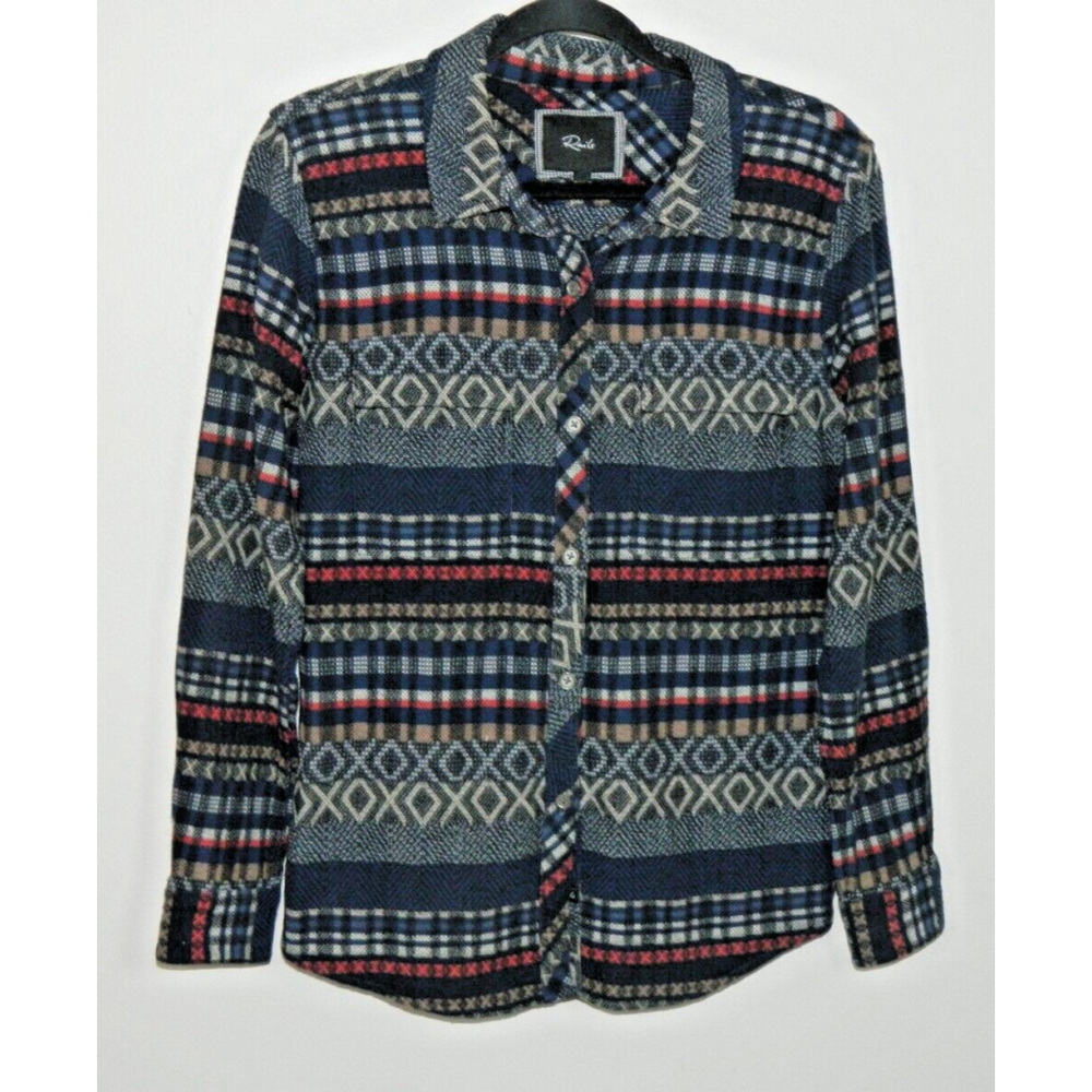 Rails Shirt Womens‎ X-Small Woven Textured Button-Up Aztec Southwestern Pockets